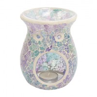 Wax Melt Warmer: Light Blue & Lilac Crackle 